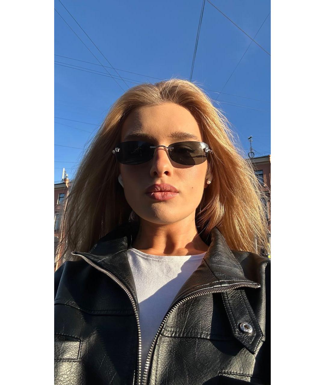 VERSACE Черные металлические солнцезащитные очки, фото 6