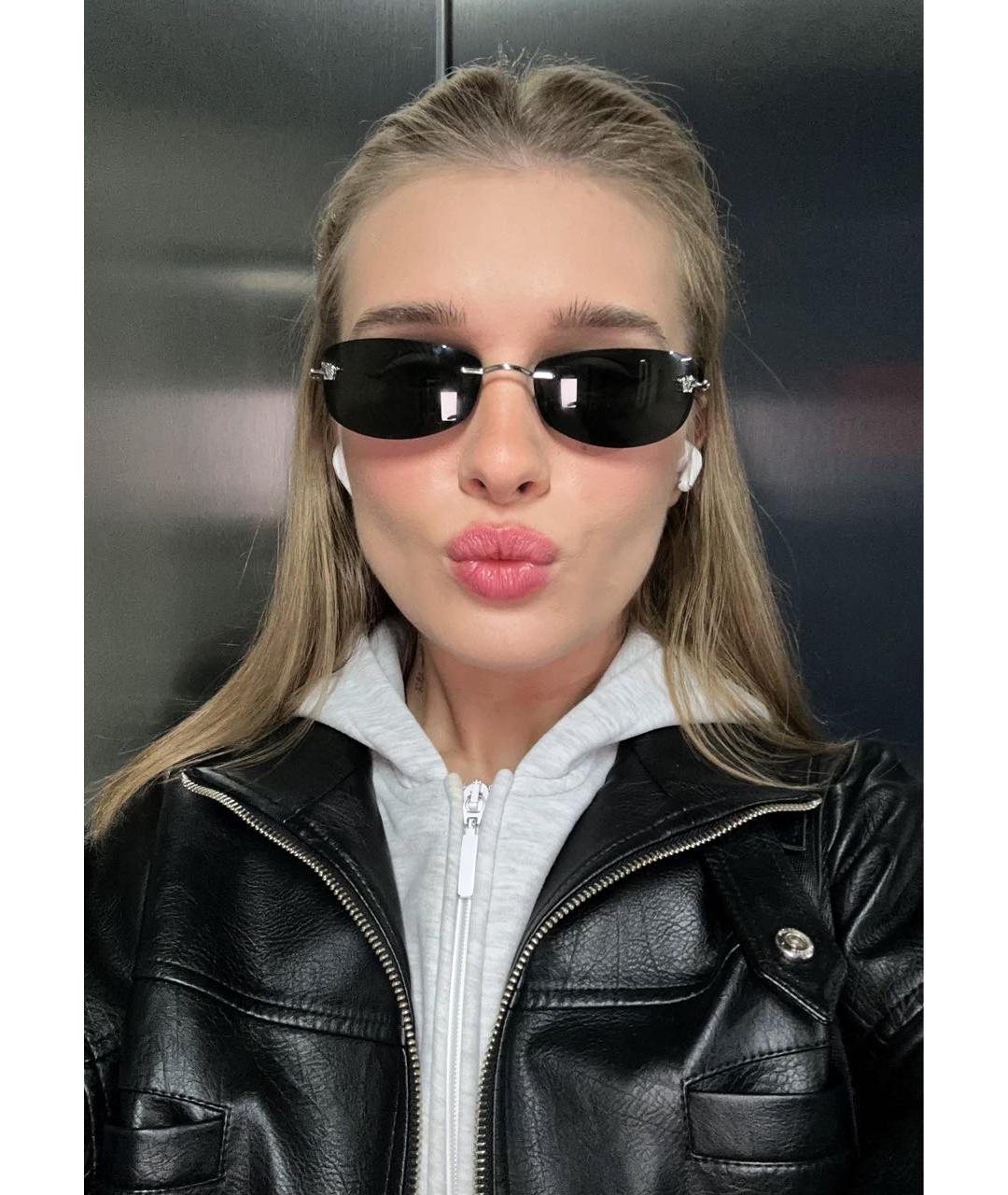 VERSACE Черные металлические солнцезащитные очки, фото 5