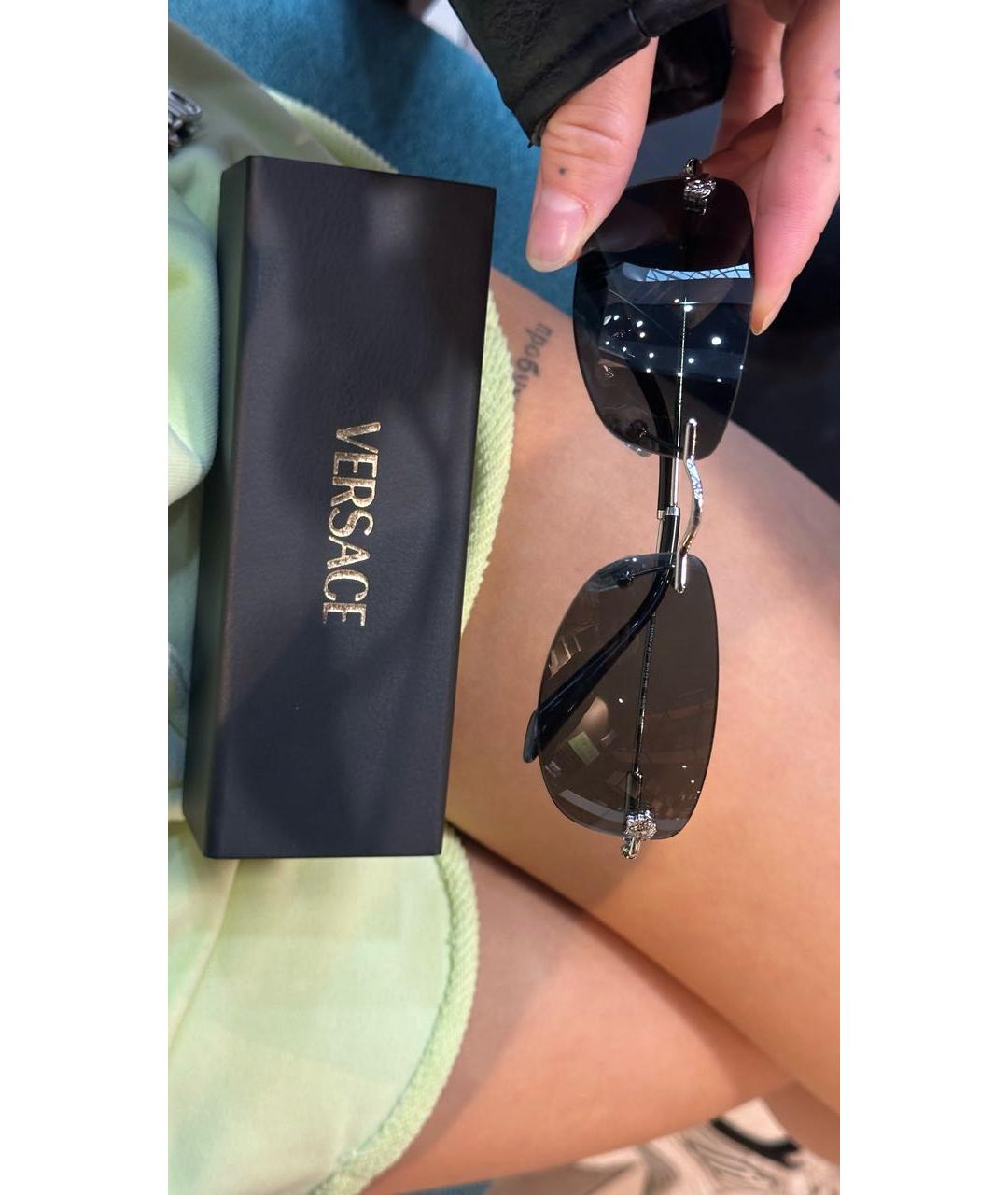 VERSACE Черные металлические солнцезащитные очки, фото 7