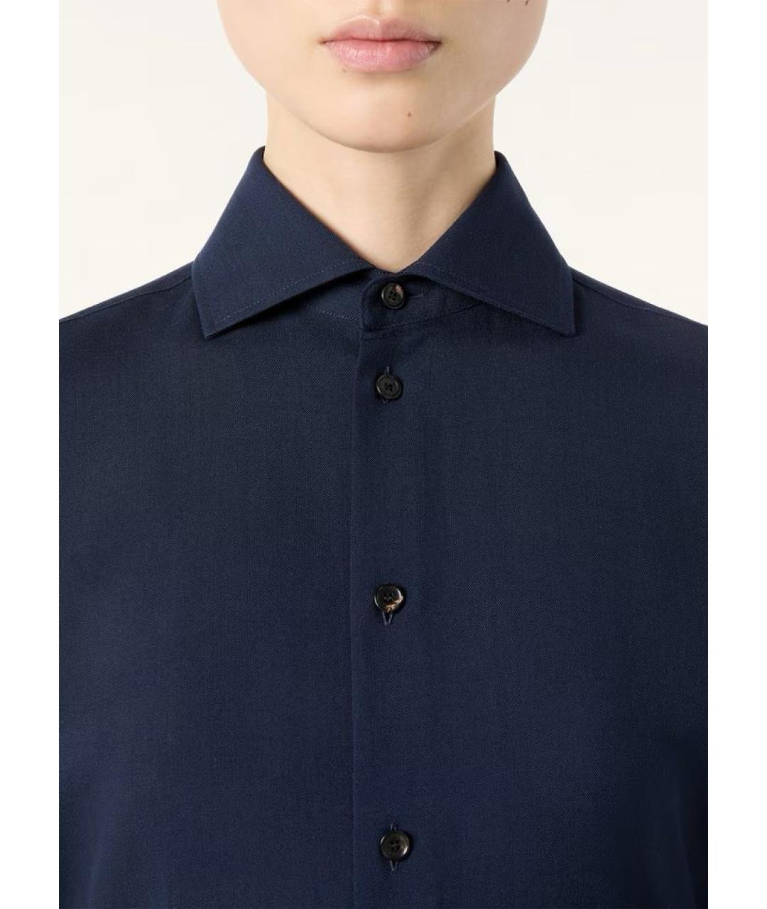 LORO PIANA Темно-синяя шерстяная рубашка, фото 4