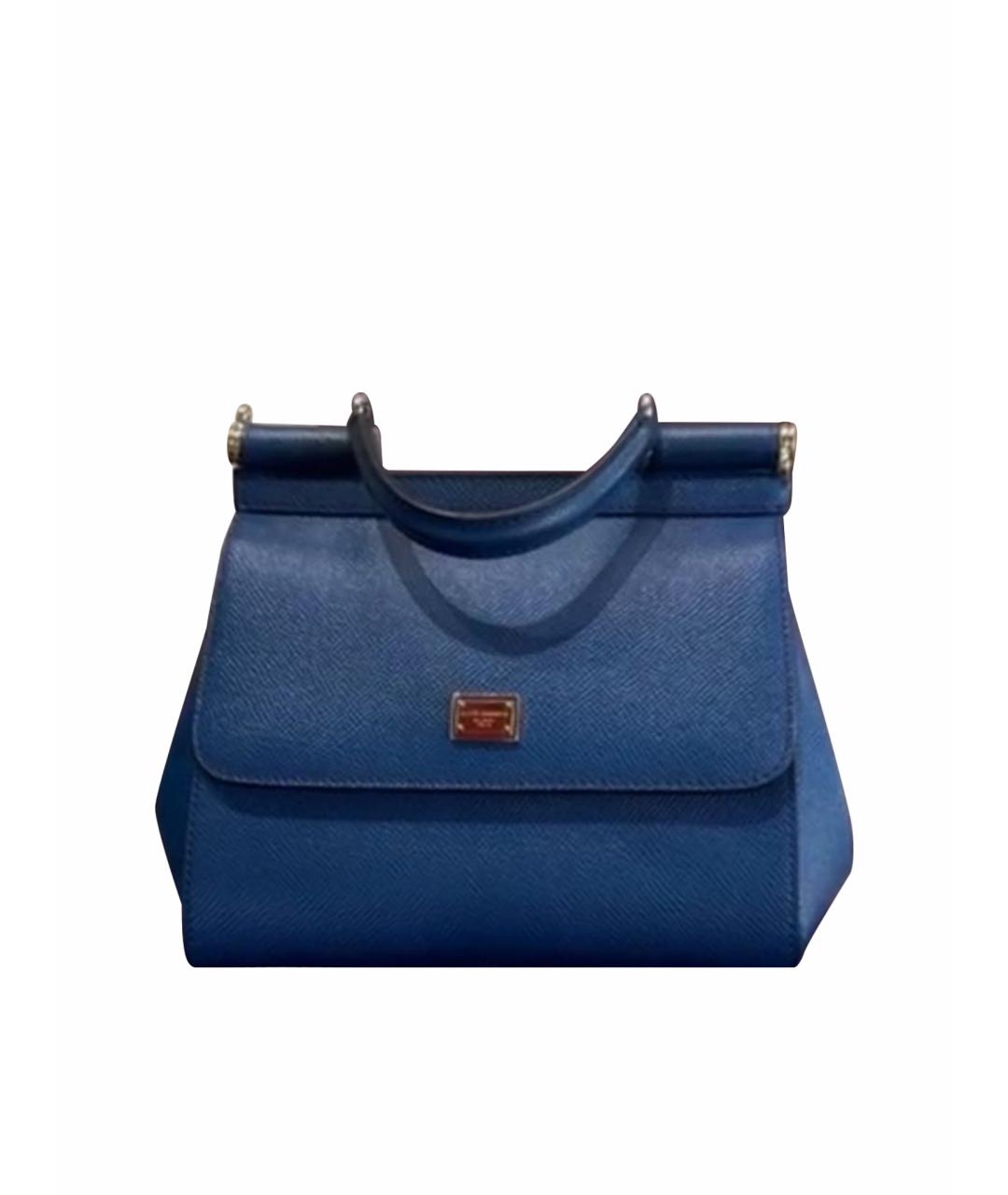 DOLCE&GABBANA Темно-синяя кожаная сумка с короткими ручками, фото 1