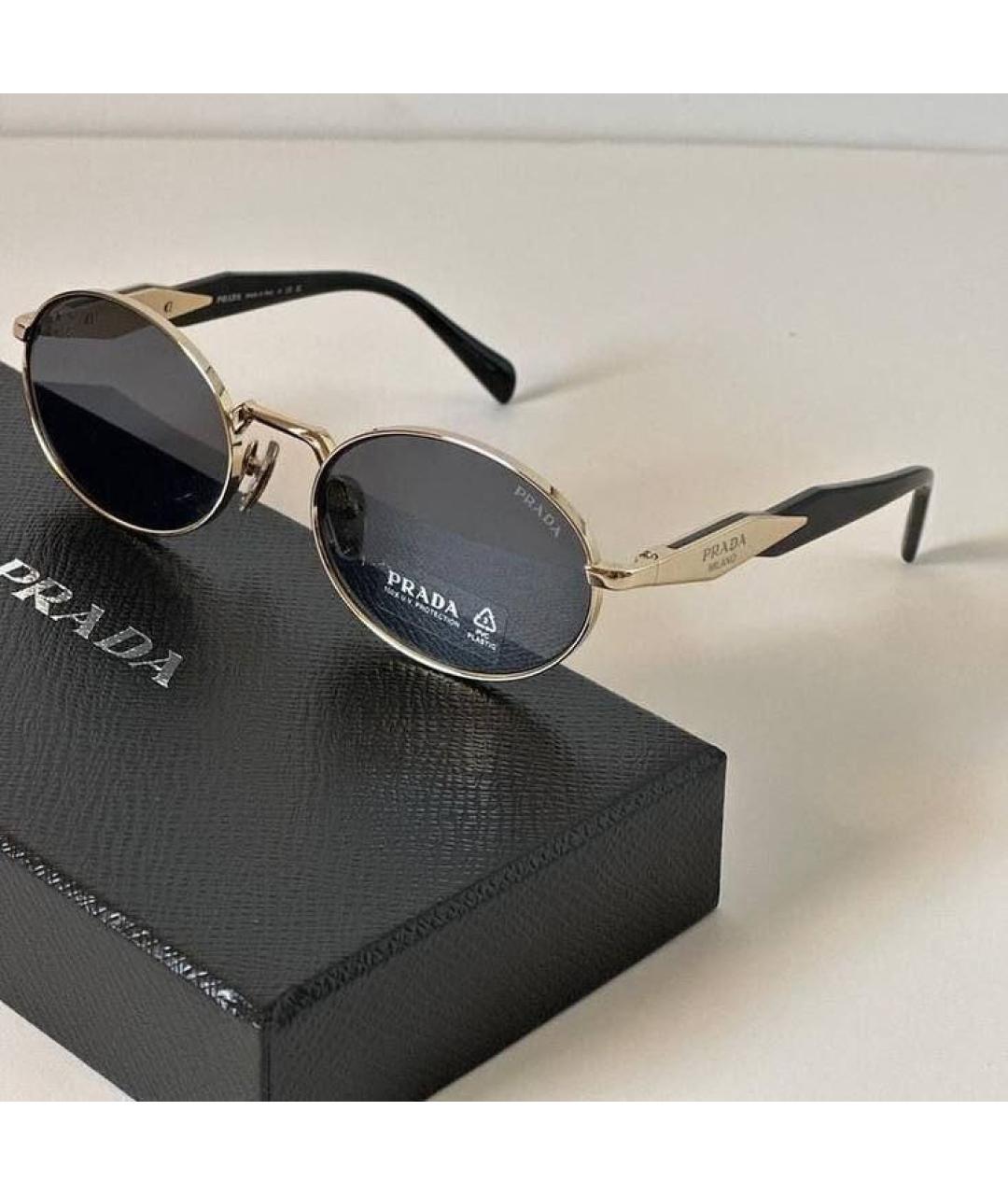 PRADA Золотые металлические солнцезащитные очки, фото 6