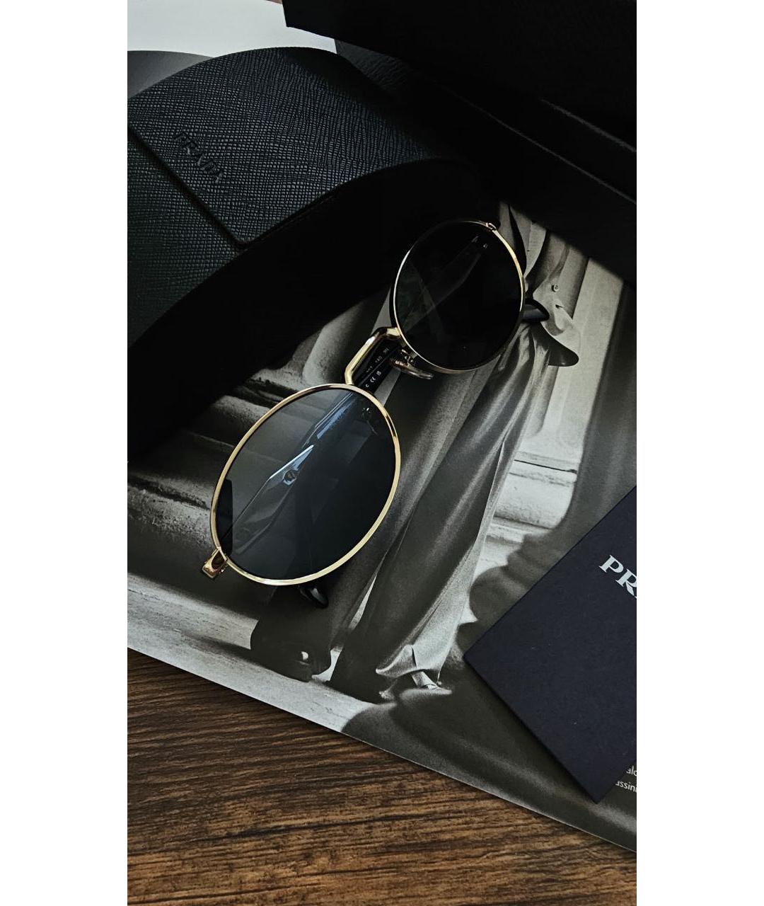 PRADA Золотые металлические солнцезащитные очки, фото 2