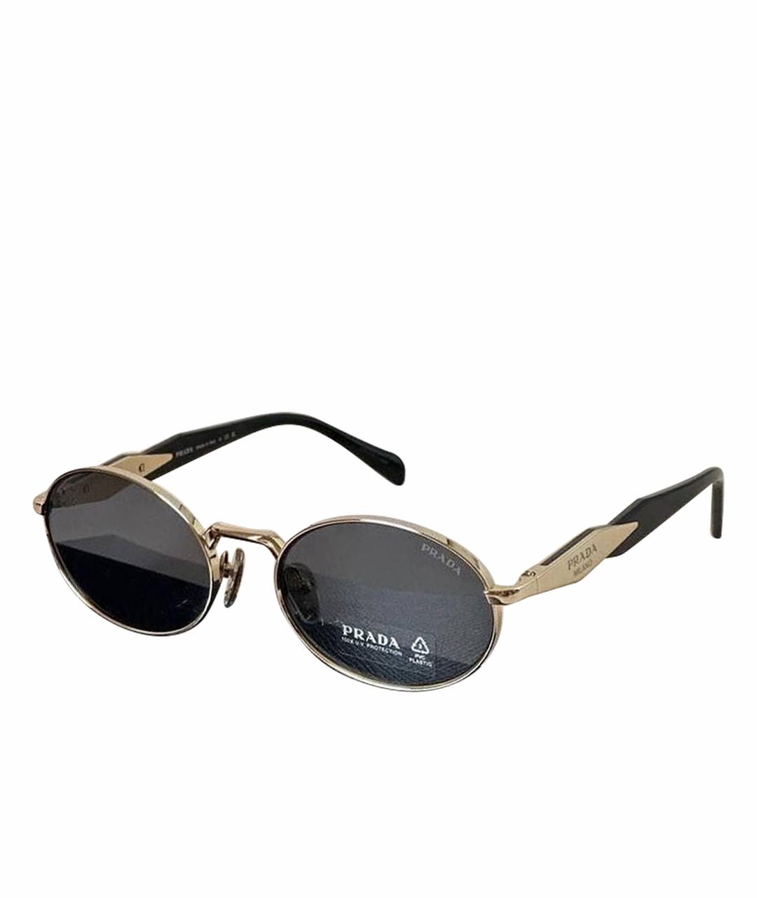 PRADA Золотые металлические солнцезащитные очки, фото 1