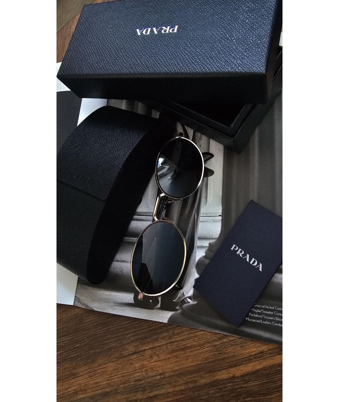 PRADA Золотые металлические солнцезащитные очки, фото 4