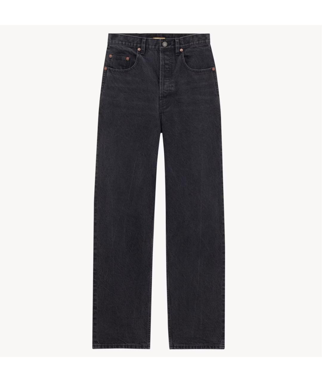 SAINT LAURENT Черные хлопковые прямые джинсы, фото 3
