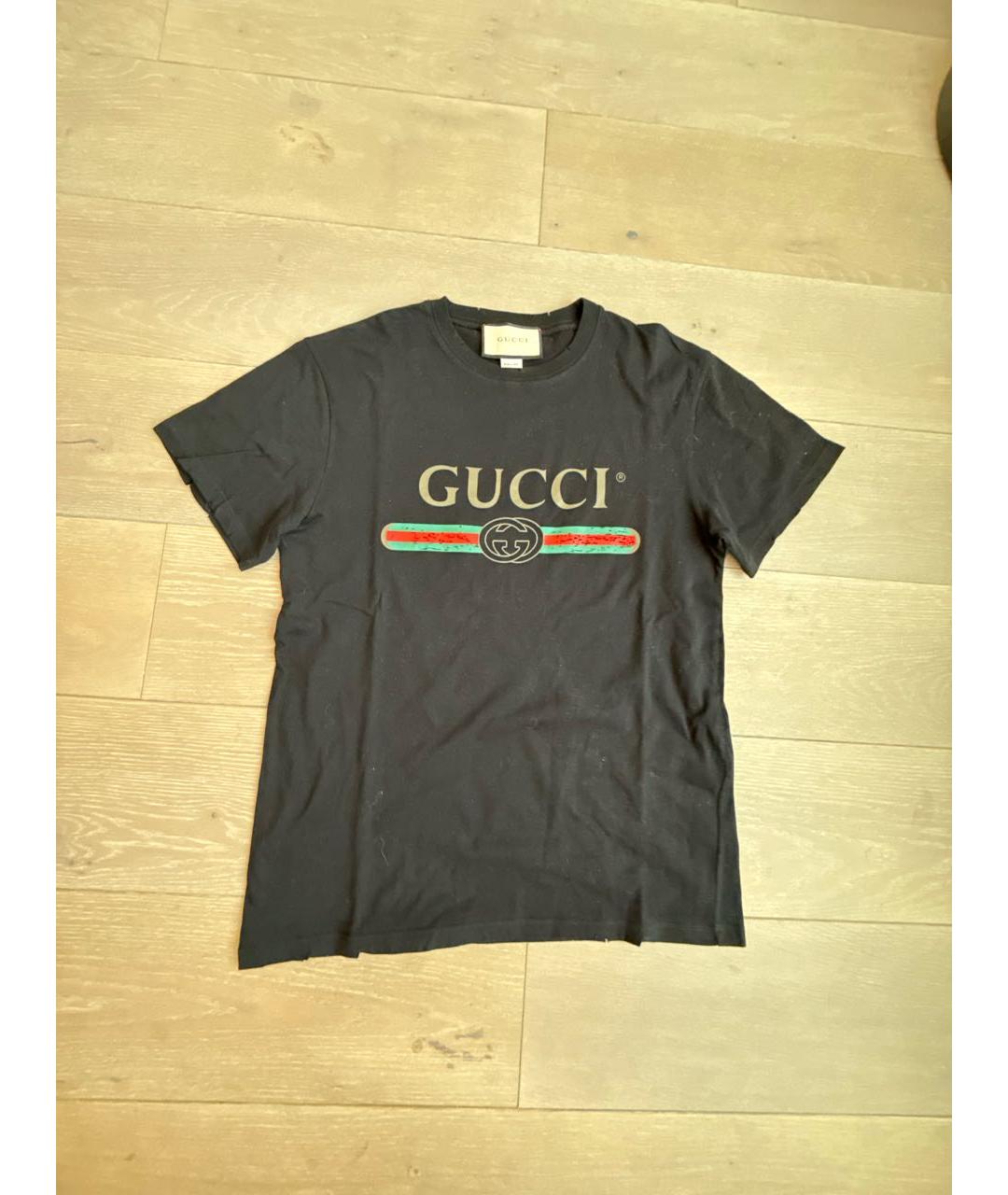 GUCCI Черная хлопковая футболка, фото 6