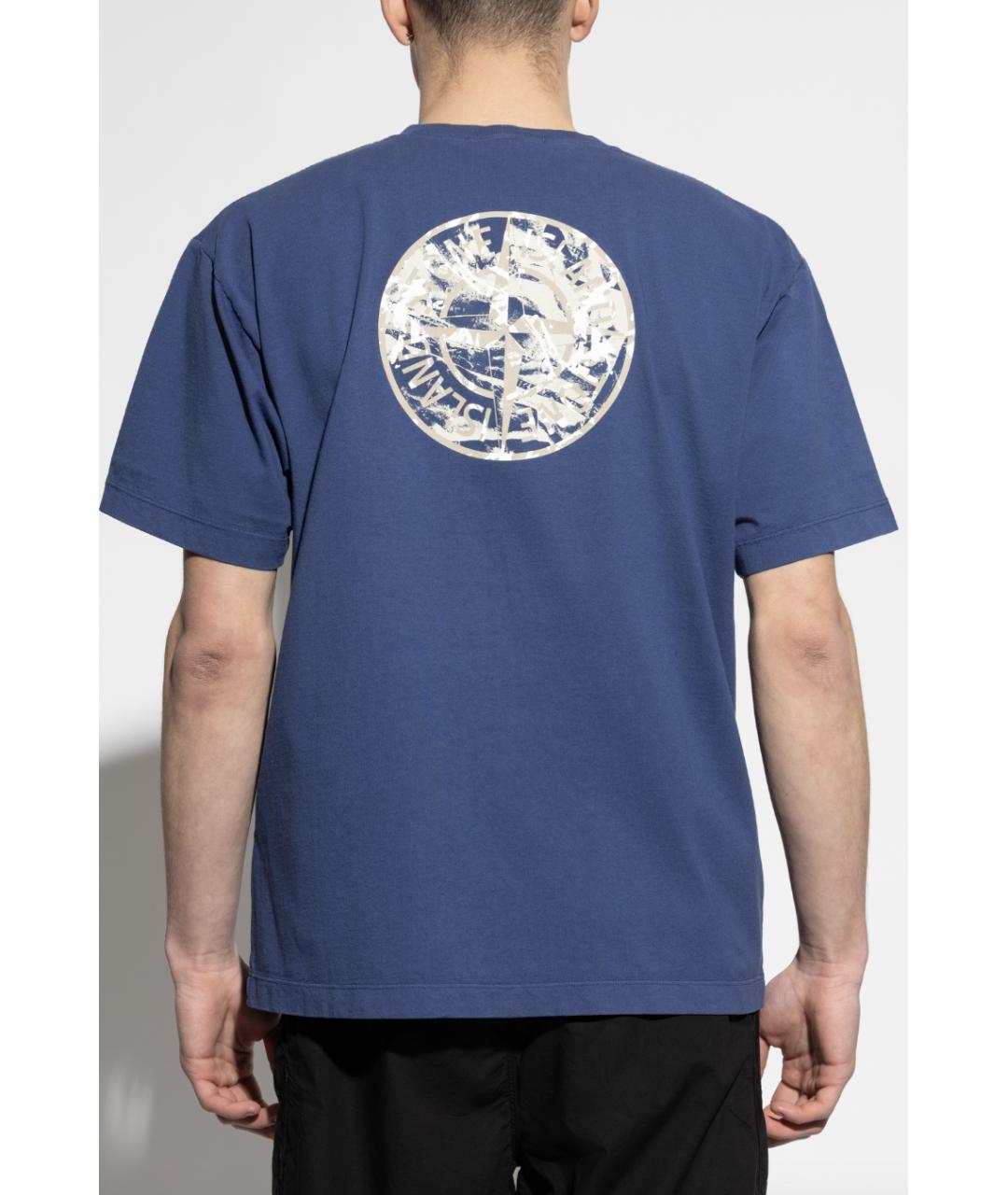 STONE ISLAND Синяя хлопковая футболка, фото 3