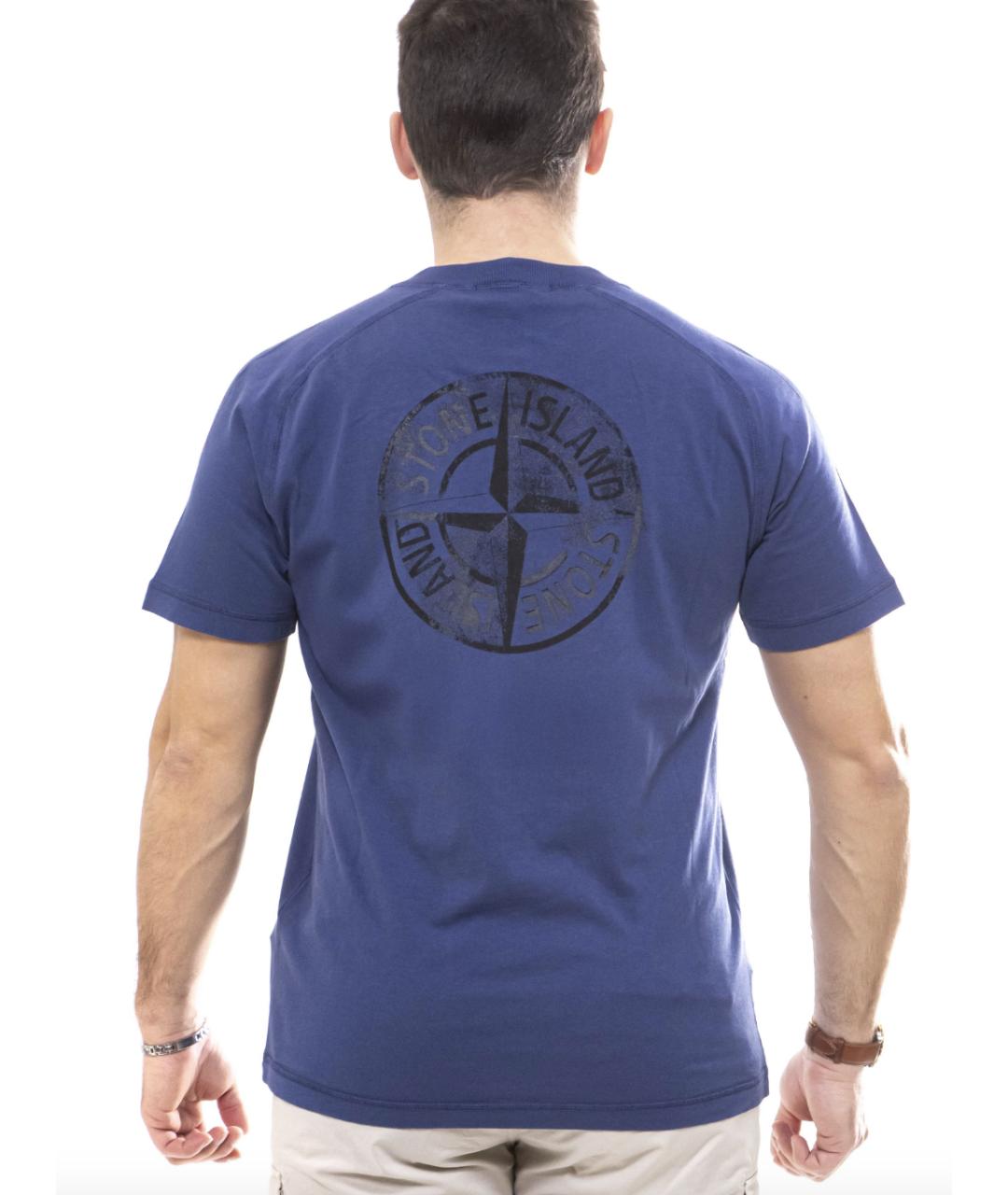 STONE ISLAND Синяя хлопковая футболка, фото 3