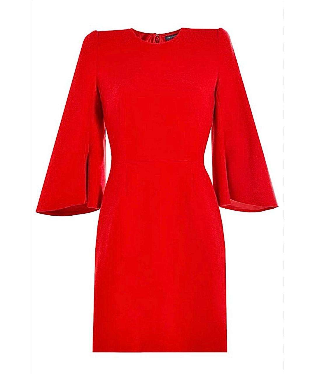 ALEXANDER MCQUEEN Красное вискозное коктейльное платье, фото 1