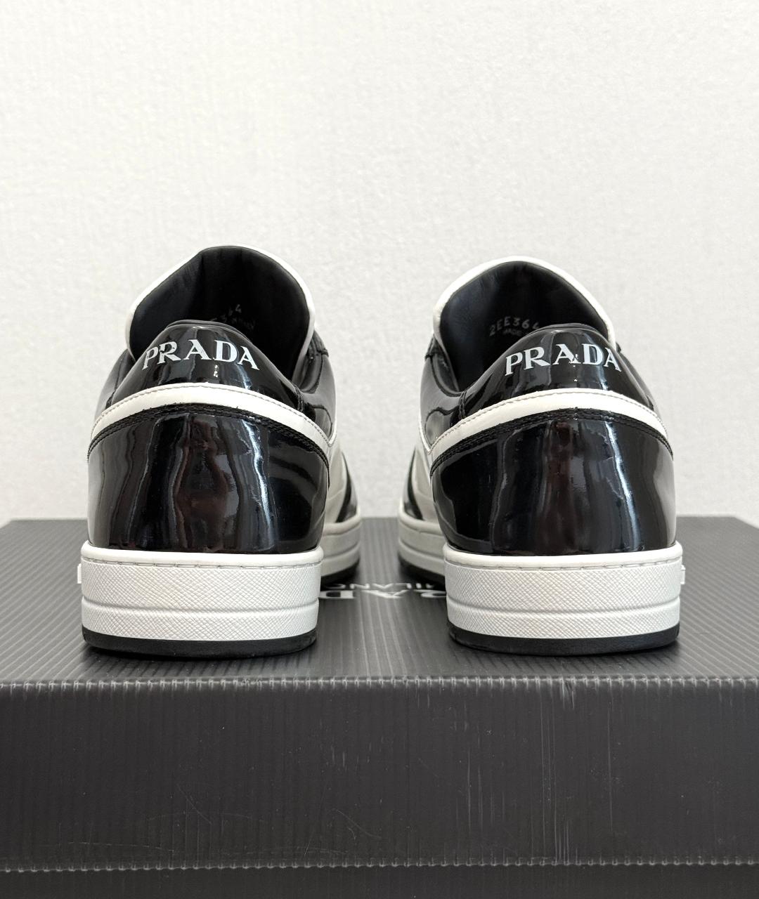 PRADA Белые низкие кроссовки / кеды из лакированной кожи, фото 8