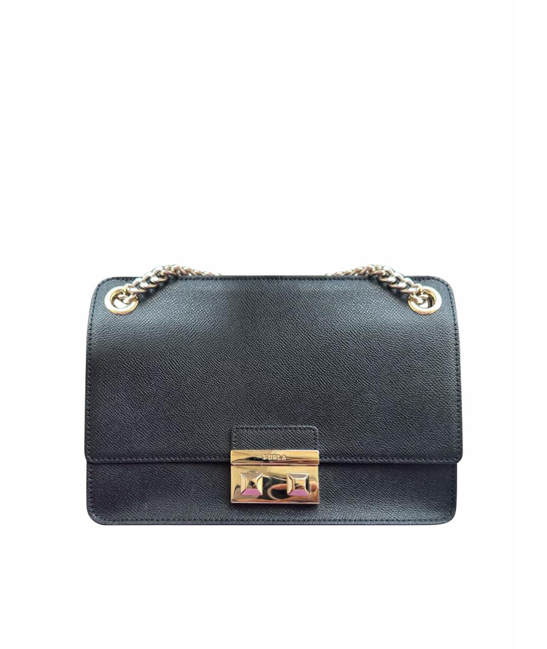 FURLA Черная кожаная сумка через плечо, фото 1