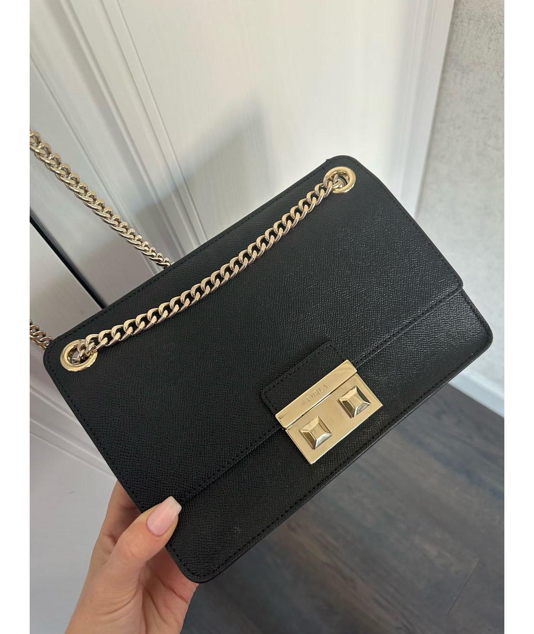 FURLA Черная кожаная сумка через плечо, фото 6