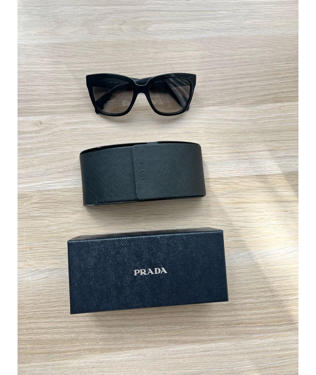 PRADA Черные пластиковые солнцезащитные очки, фото 7