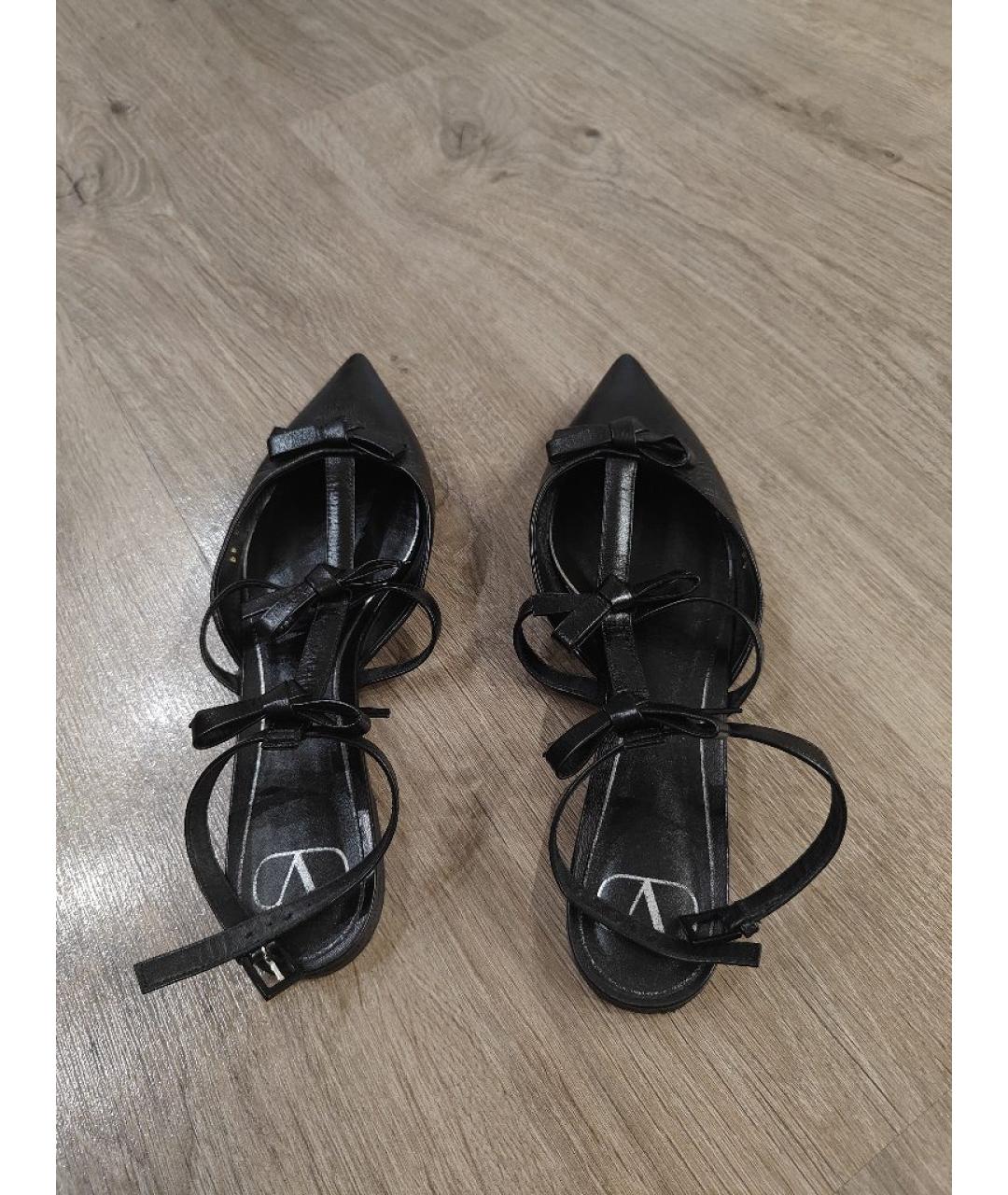 VALENTINO Черные кожаные босоножки, фото 3