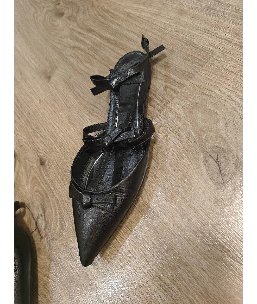 VALENTINO Черные кожаные босоножки, фото 6
