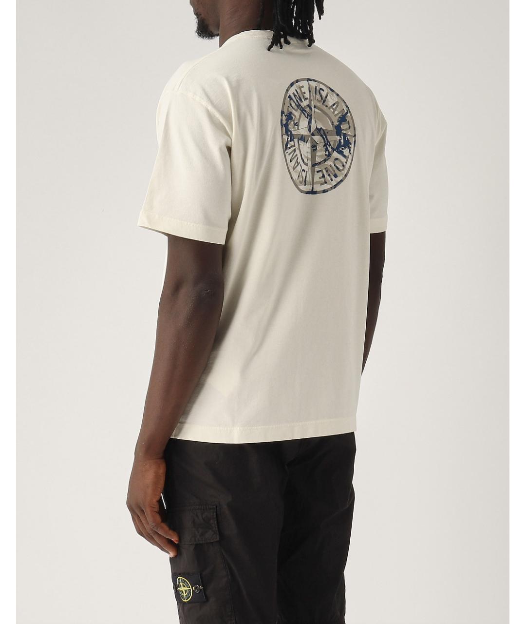 STONE ISLAND Белая хлопковая футболка, фото 3