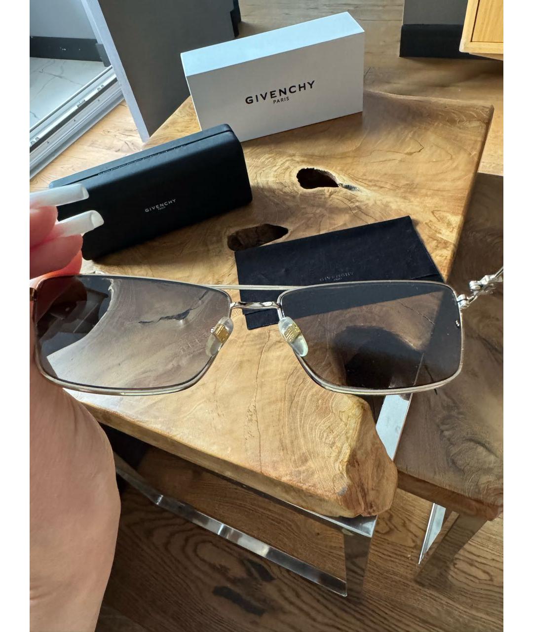 GIVENCHY Золотые металлические солнцезащитные очки, фото 7