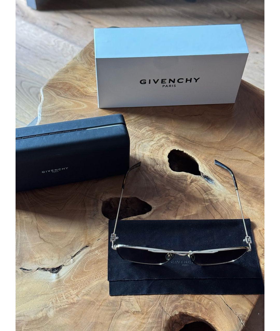 GIVENCHY Золотые металлические солнцезащитные очки, фото 8