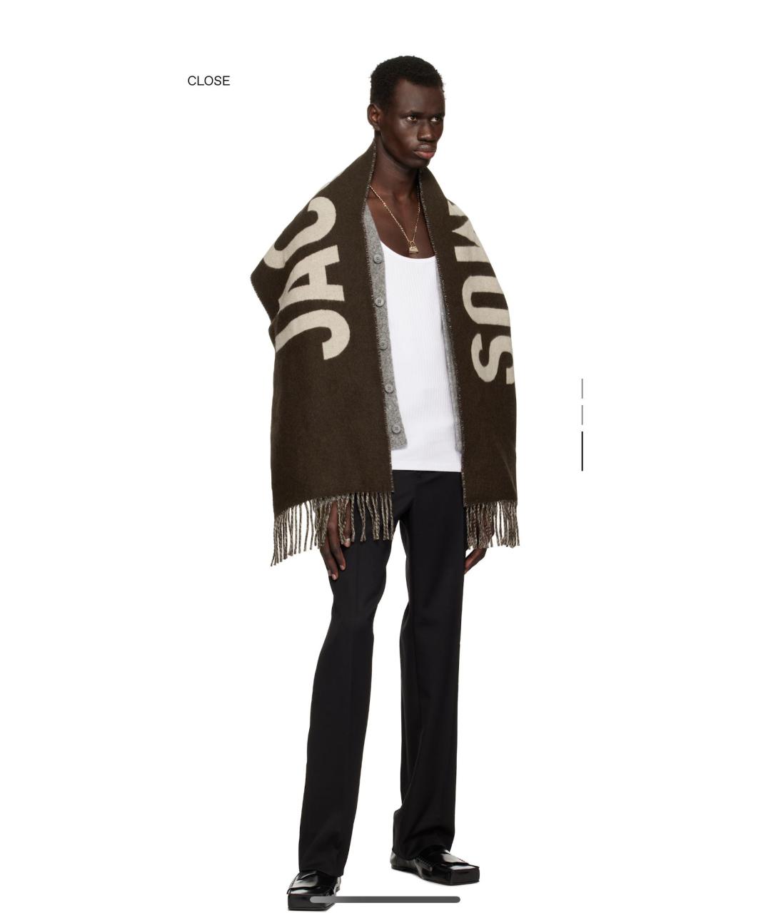 JACQUEMUS Коричневый шарф, фото 2