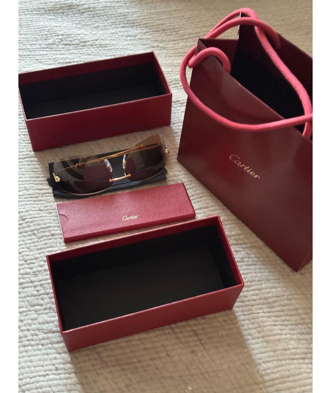 CARTIER Коричневые металлические солнцезащитные очки, фото 4