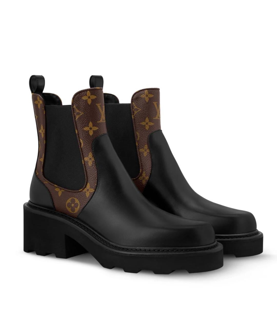 LOUIS VUITTON Черные кожаные ботинки, фото 2