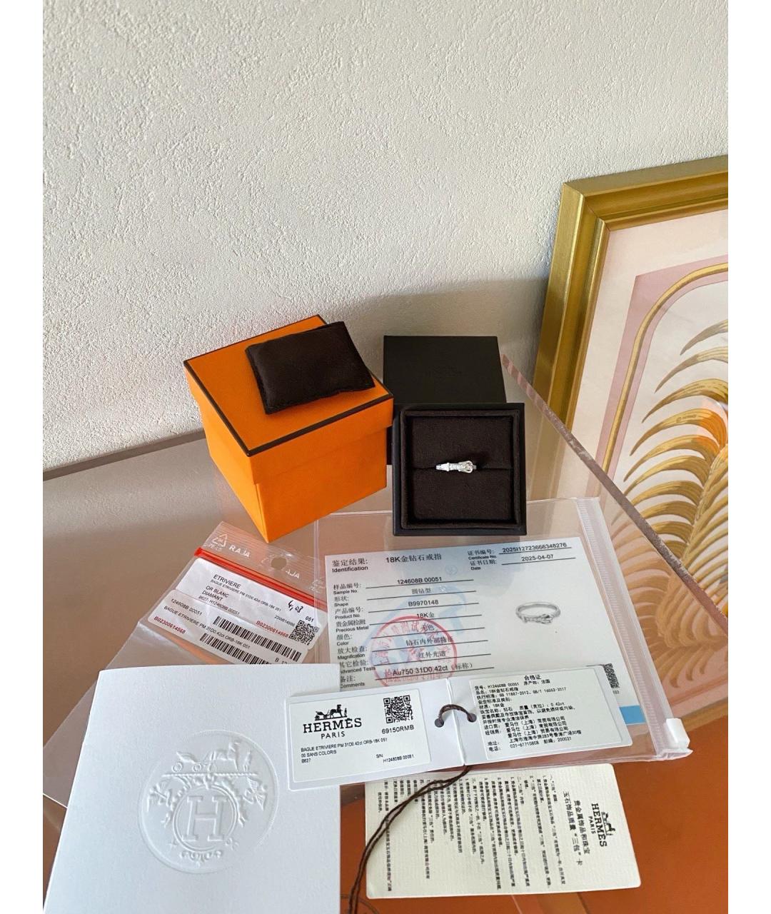 HERMES Серебряное кольцо из белого золота, фото 3