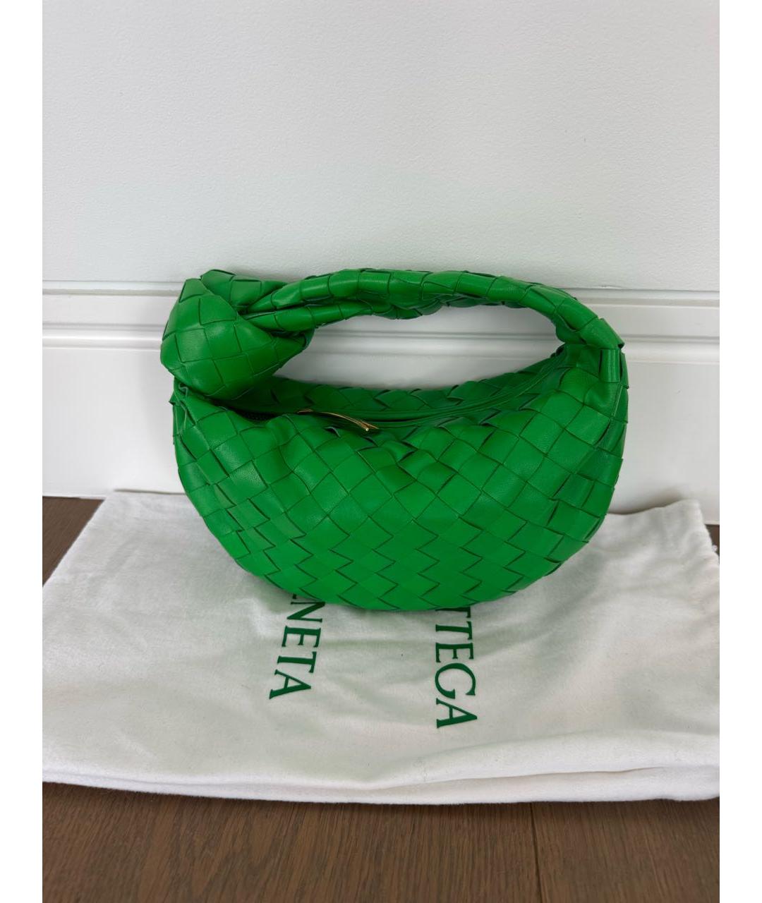 BOTTEGA VENETA Зеленая кожаная сумка с короткими ручками, фото 2