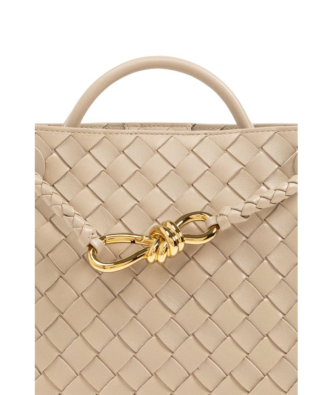 BOTTEGA VENETA Бежевая кожаная сумка с короткими ручками, фото 7