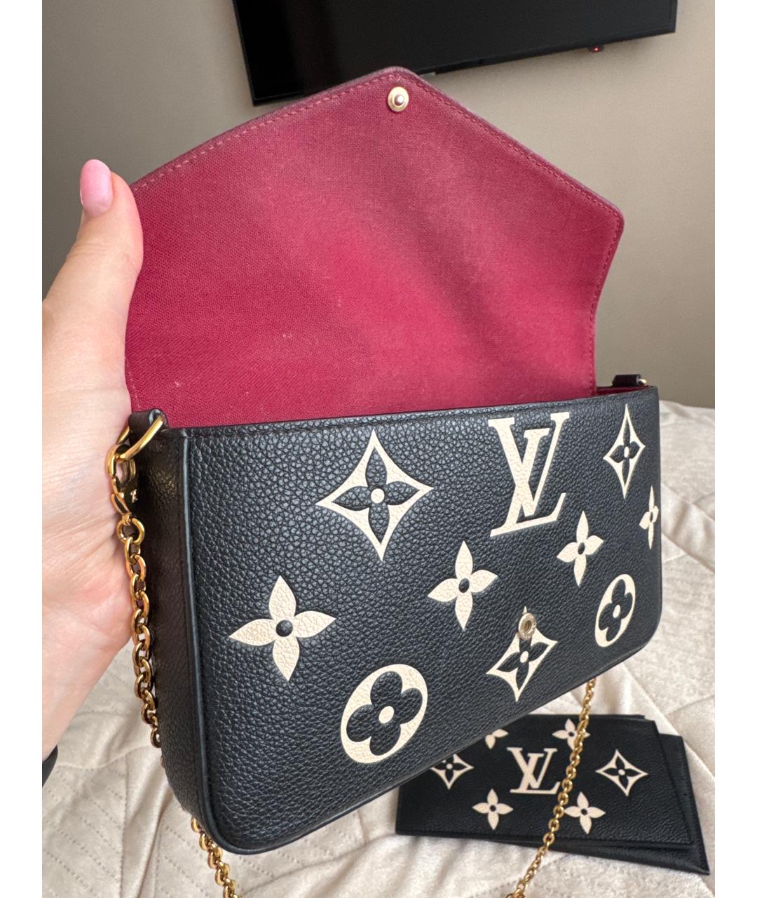 LOUIS VUITTON Черная кожаная сумка через плечо, фото 4