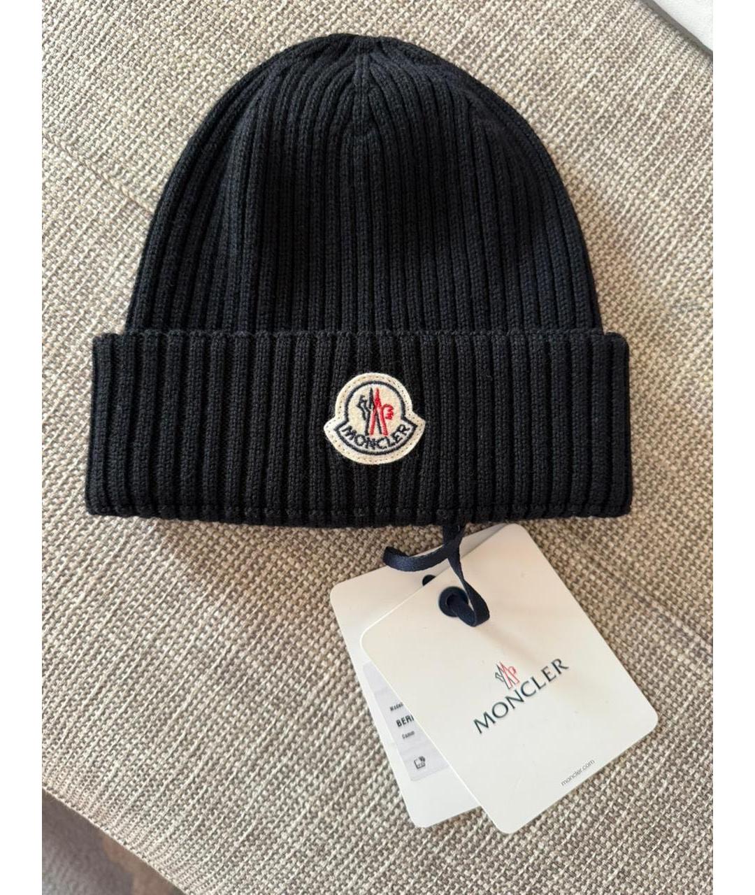 MONCLER Черная шапка, фото 4
