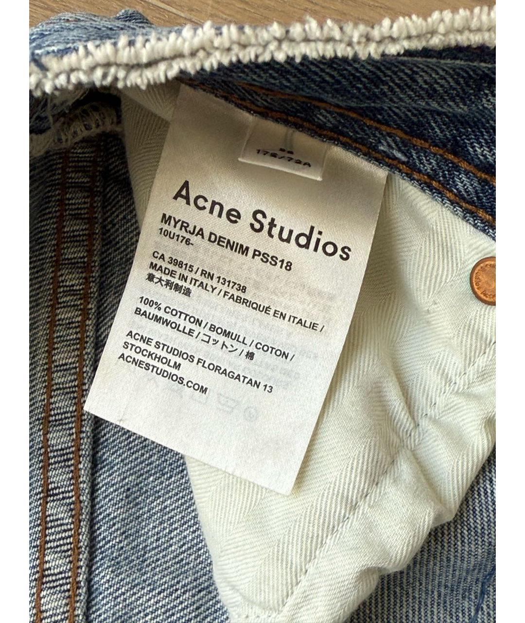 ACNE STUDIOS Синие хлопковые прямые джинсы, фото 5