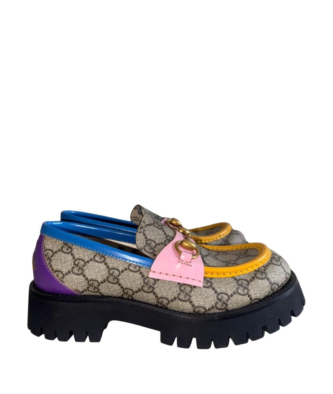 GUCCI Бежевые текстильные лоферы, фото 1