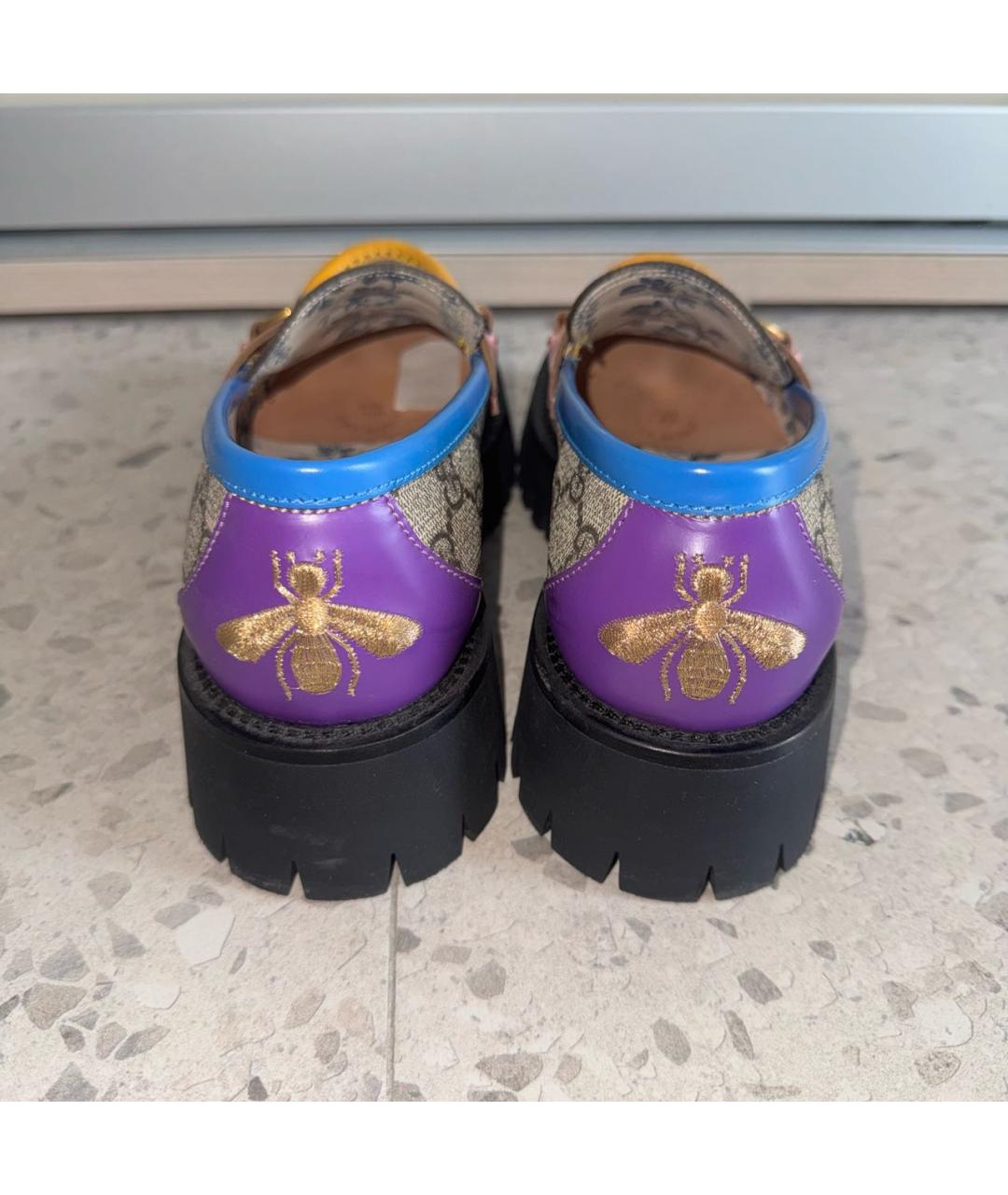 GUCCI Бежевые текстильные лоферы, фото 4