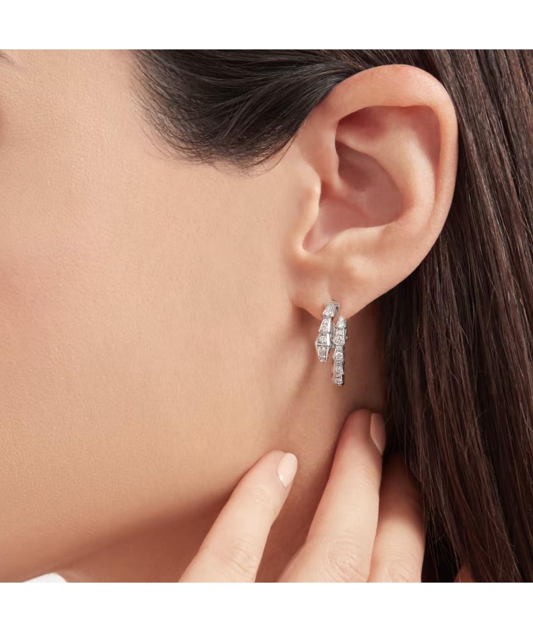BVLGARI Серебряные серьги из белого золота, фото 3