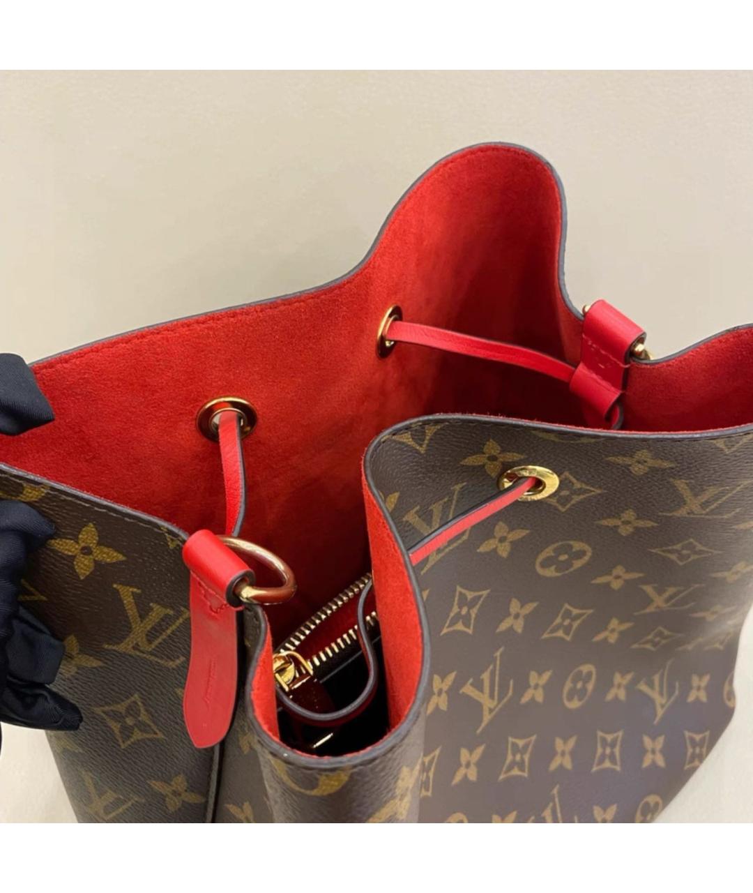 LOUIS VUITTON Красная кожаная сумка тоут, фото 7