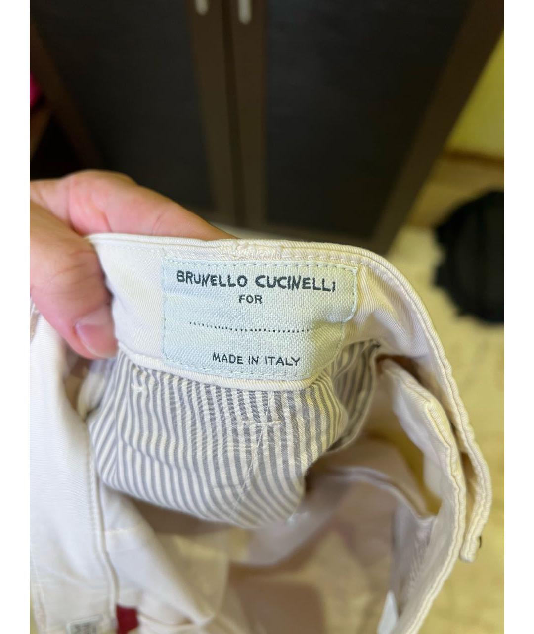 BRUNELLO CUCINELLI Бежевые хлопковые брюки и шорты, фото 5