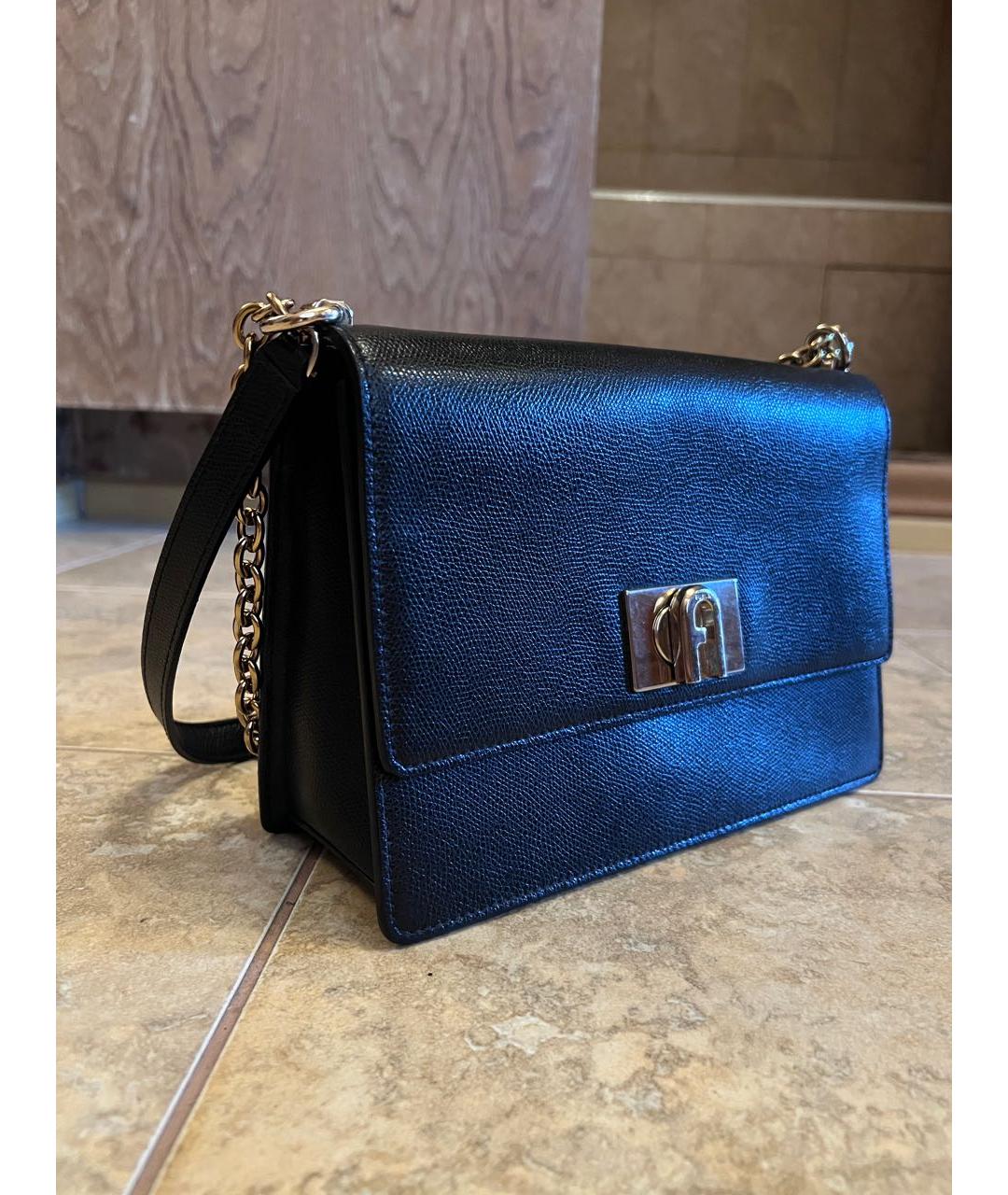 FURLA Черная кожаная сумка через плечо, фото 2