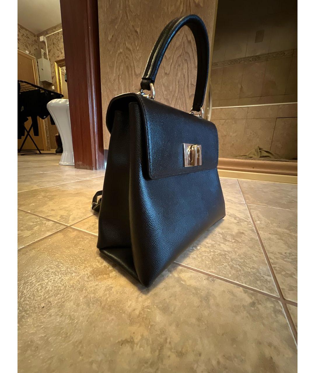FURLA Черная кожаная сумка с короткими ручками, фото 2