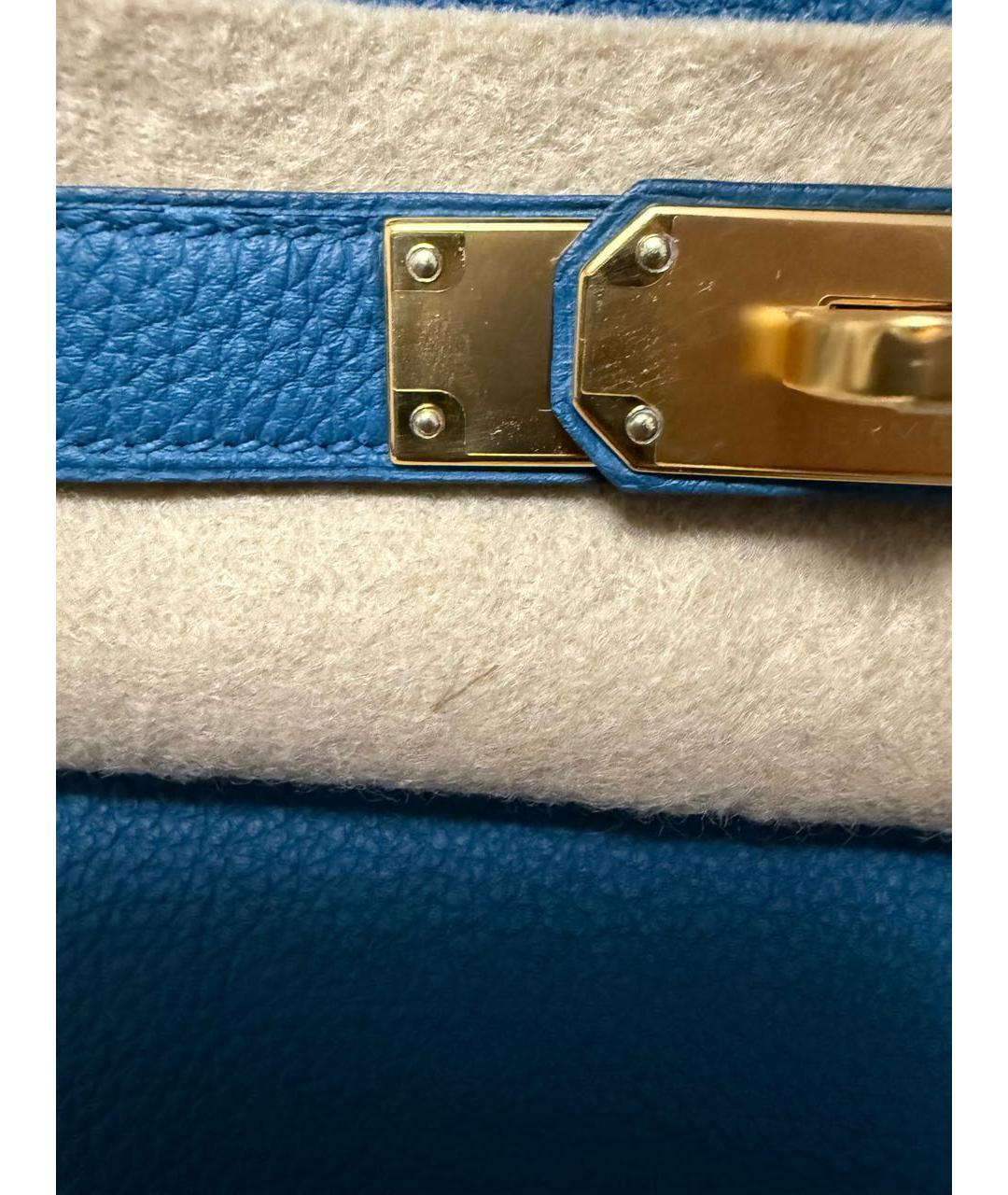 HERMES Синяя кожаная сумка тоут, фото 3
