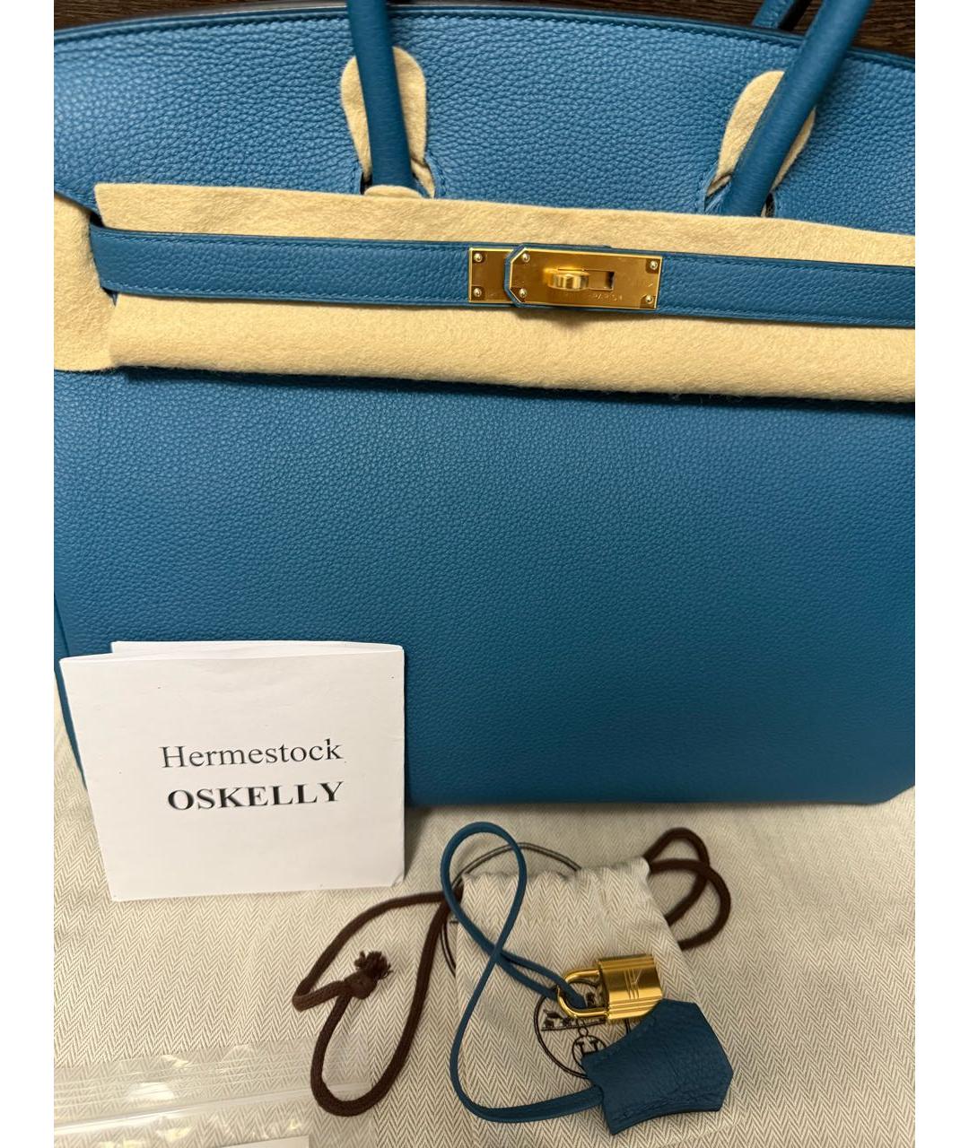 HERMES Синяя кожаная сумка тоут, фото 2
