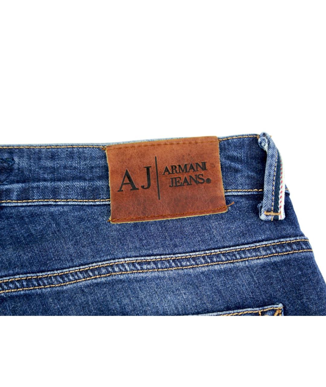 ARMANI JEANS Синие хлопко-эластановые джинсы слим, фото 7