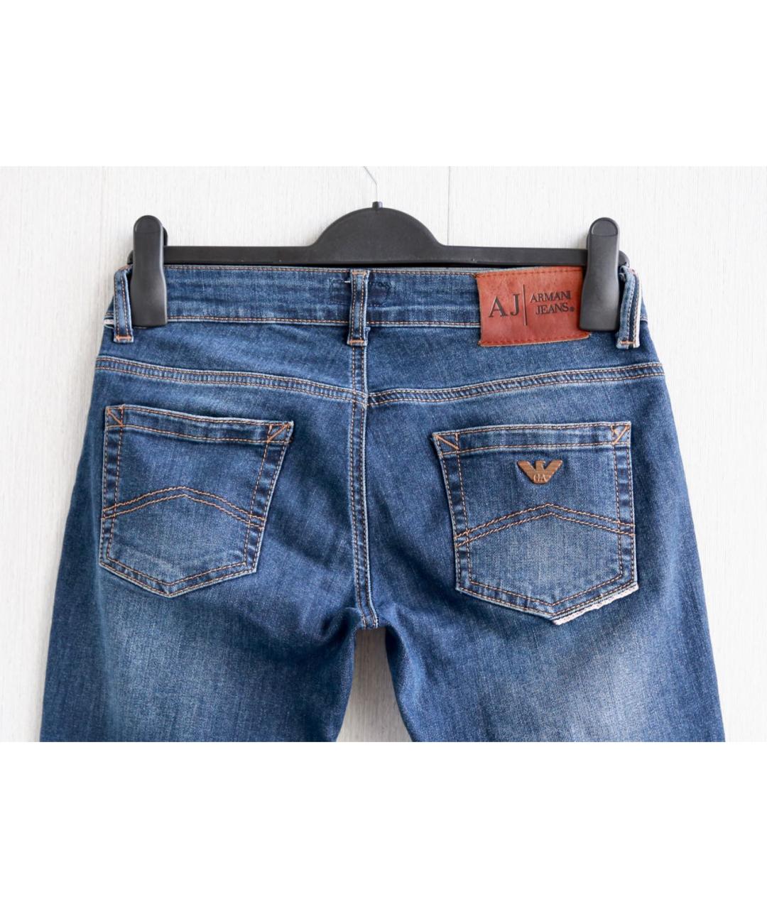 ARMANI JEANS Синие хлопко-эластановые джинсы слим, фото 6