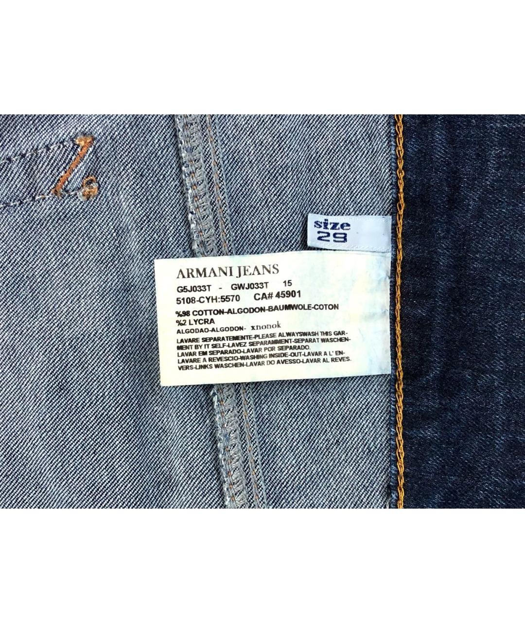 ARMANI JEANS Синие хлопко-эластановые джинсы слим, фото 8
