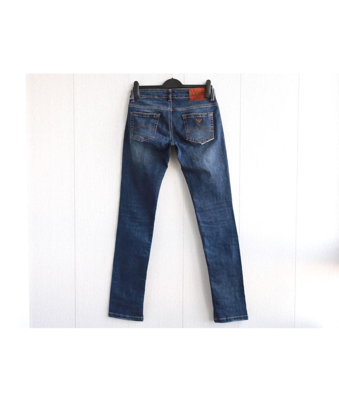 ARMANI JEANS Синие хлопко-эластановые джинсы слим, фото 2