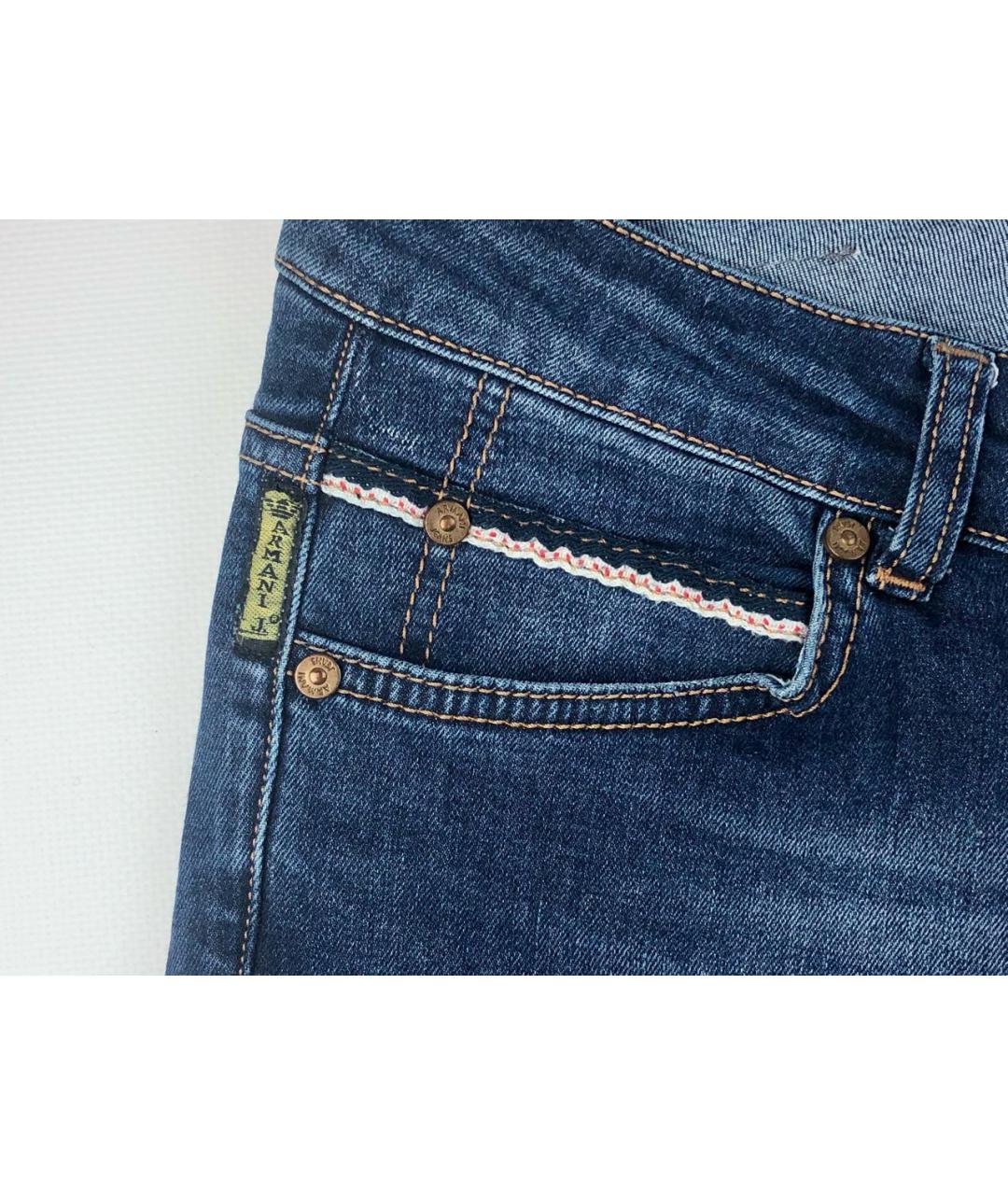 ARMANI JEANS Синие хлопко-эластановые джинсы слим, фото 4