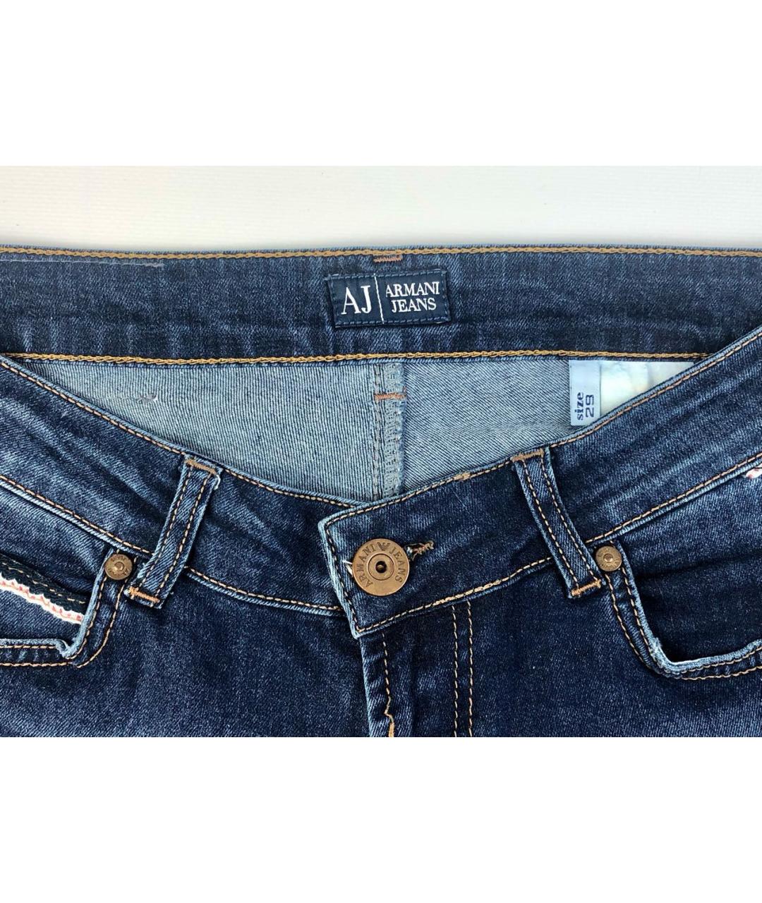 ARMANI JEANS Синие хлопко-эластановые джинсы слим, фото 3