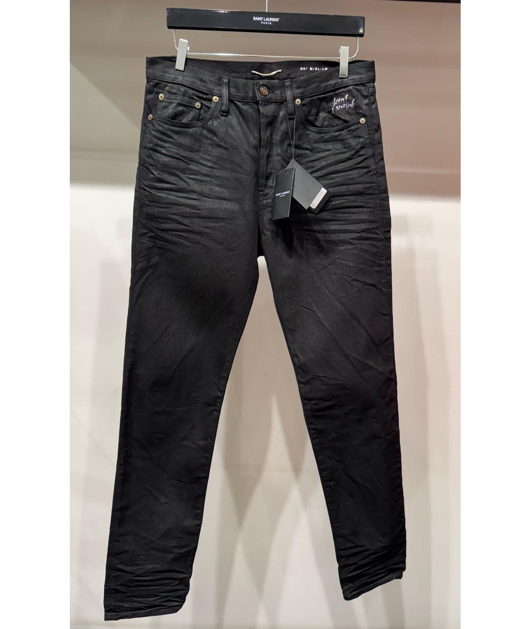 SAINT LAURENT Черные хлопковые джинсы скинни, фото 9