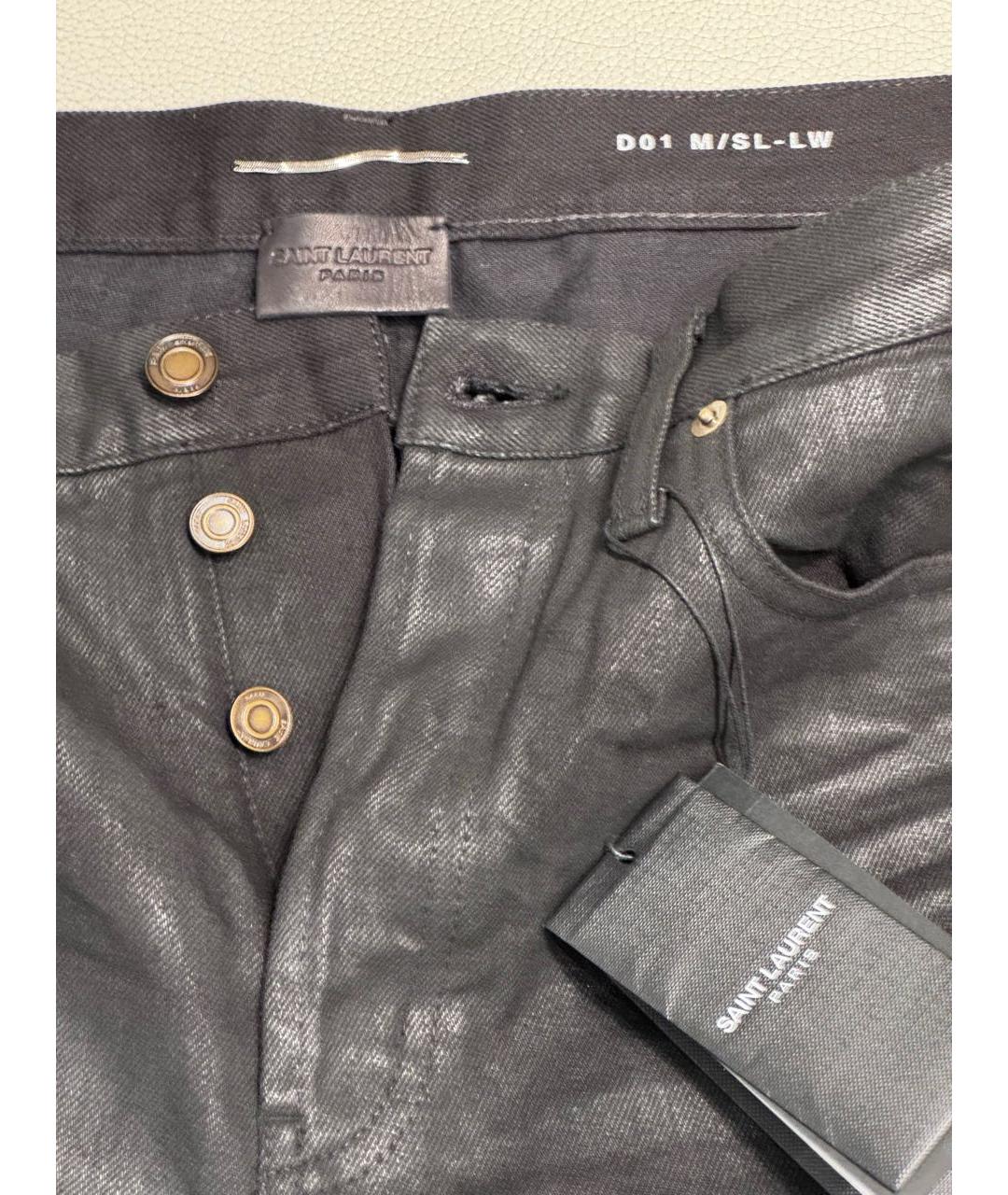 SAINT LAURENT Черные хлопковые джинсы скинни, фото 4