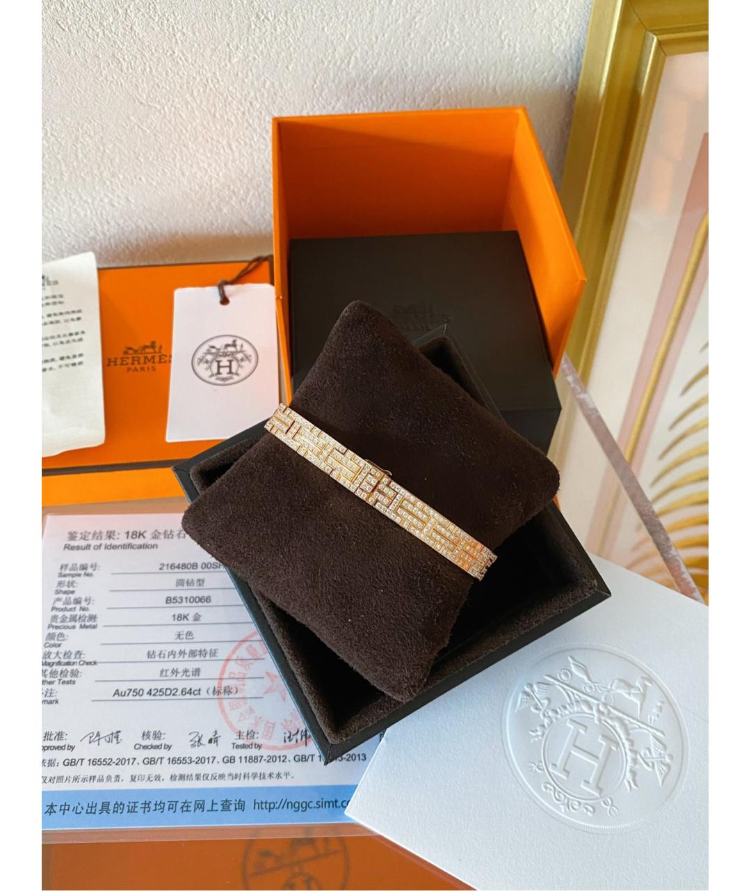 HERMES Золотой браслет из розового золота, фото 4